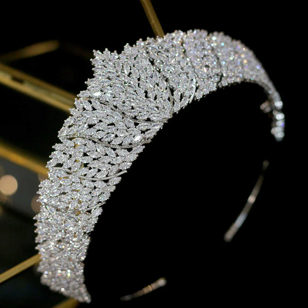 Luxe bruiloft glanzende bruidsjuwelen, bruids nekketting, oorbellen, ring en armband 5-delige set bruids hoofdtooi H1022
