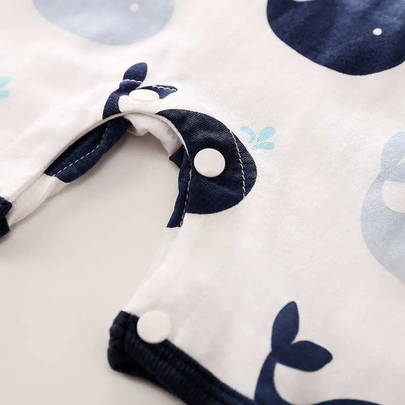 Ankunft Sommer und Frühling Baby Schöne Wal Ärmelloses Design Overall Einteilige Kleidung Auf Lager 210528