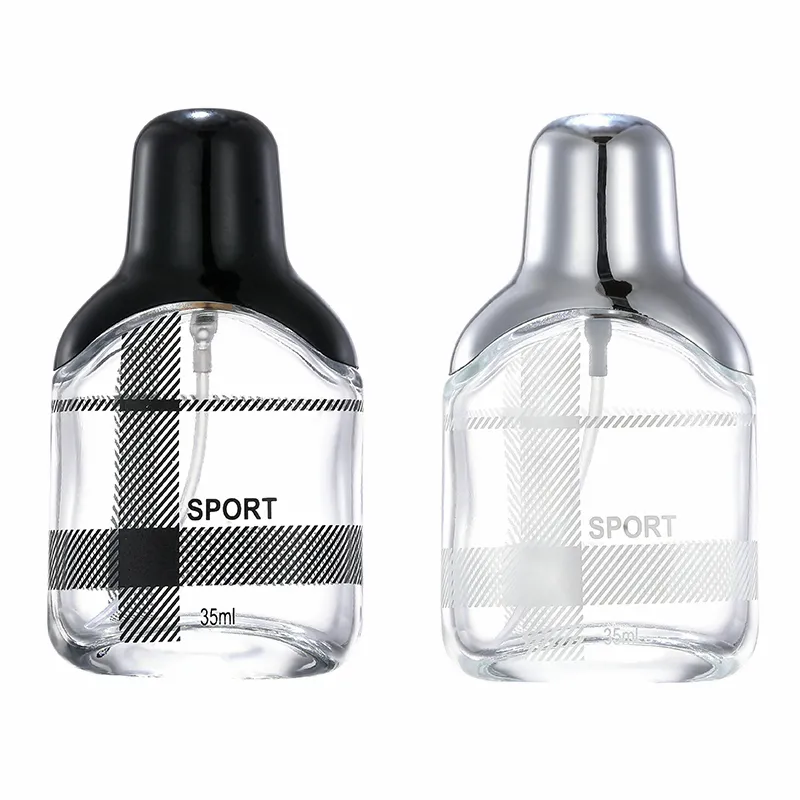 Nbyaic, 50 Uds., botella de Perfume Retro a cuadros en blanco y negro, 35ml, botella de Perfume de cristal plateado portátil, botella vacía, botella de Spray