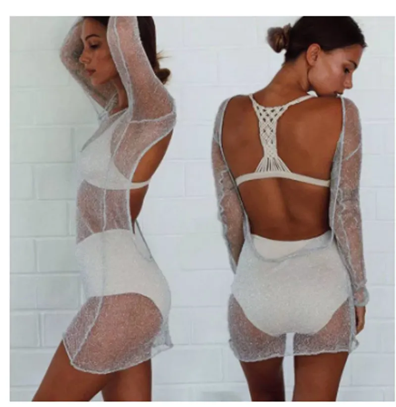 Women Dress Sexy Ladies Bodycon Mesh Sheer Mini High Quality Female Hollow Out V-Neck See-through Transparent Backless Clothing 210522