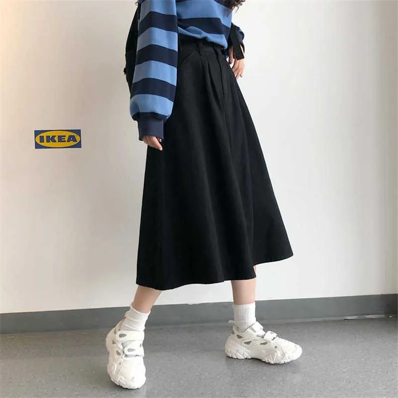 Plus Größe 5XL Streetwear Harajuku Lange Röcke Für Frauen Elegante Elastische Hohe Taille Maxi Rock Schwarz Khaki Armee Grün Fracht rock 210619