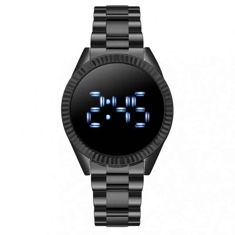 Прибытие модные светодиодные часы со стальным ремешком электронные спортивные мужские цифровые наручные часы из нержавеющей стали с сенсорным экраном253t