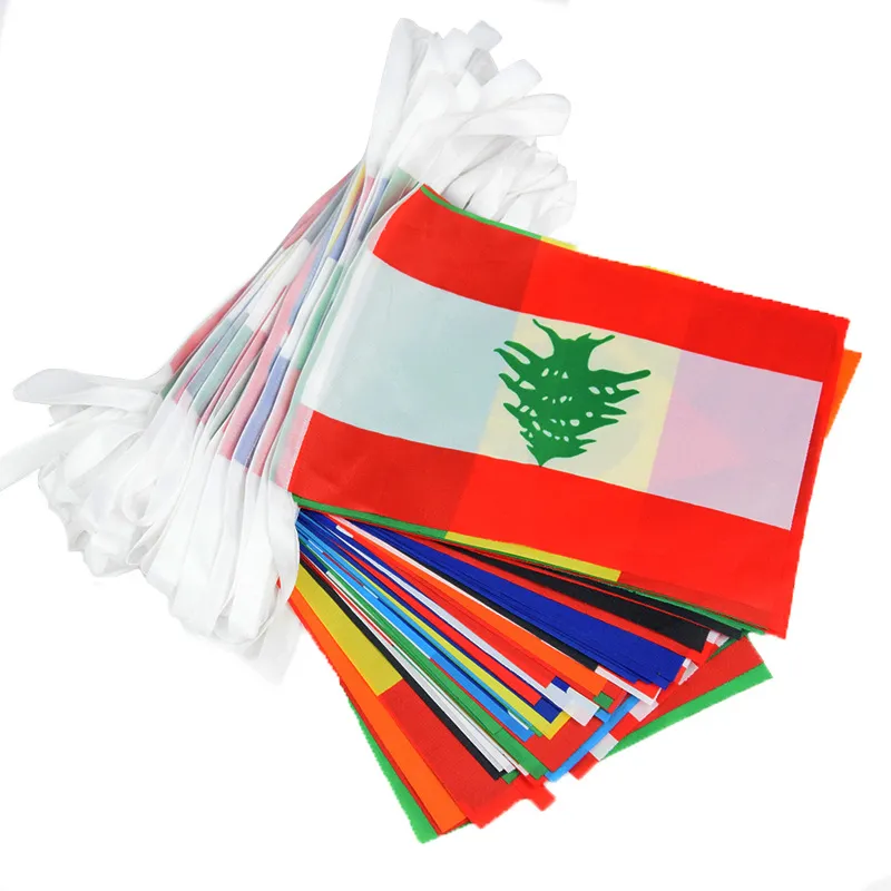 100 länder flagga 1 sträng hängande banner internationell världsflaggor bunting regnbåge för fest dekor