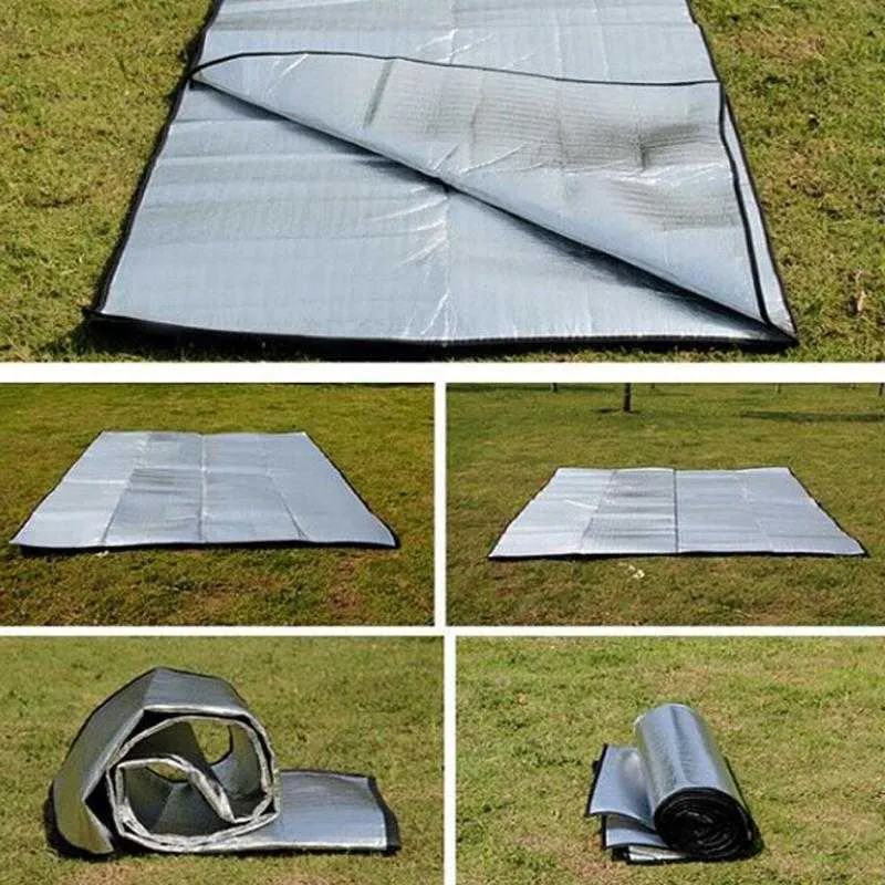 100-200x200cm Camping Mat Namiot Wodoodporna Folia Aluminiowa Eva Camping Mata składany Sleeping Picnic Plażowy Pad Odkryty Y0706