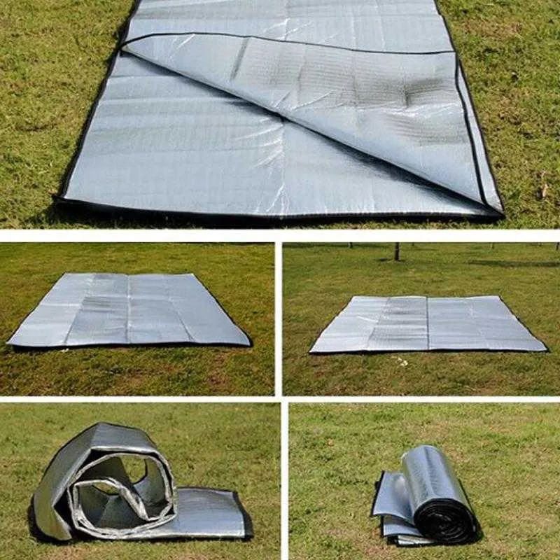 100-200x200cm Tapis de camping Tente Matelas Feuille d'aluminium imperméable EVA Tapis de camping Pliant Couchage Pique-nique Tapis de plage Tapis extérieur Y0706