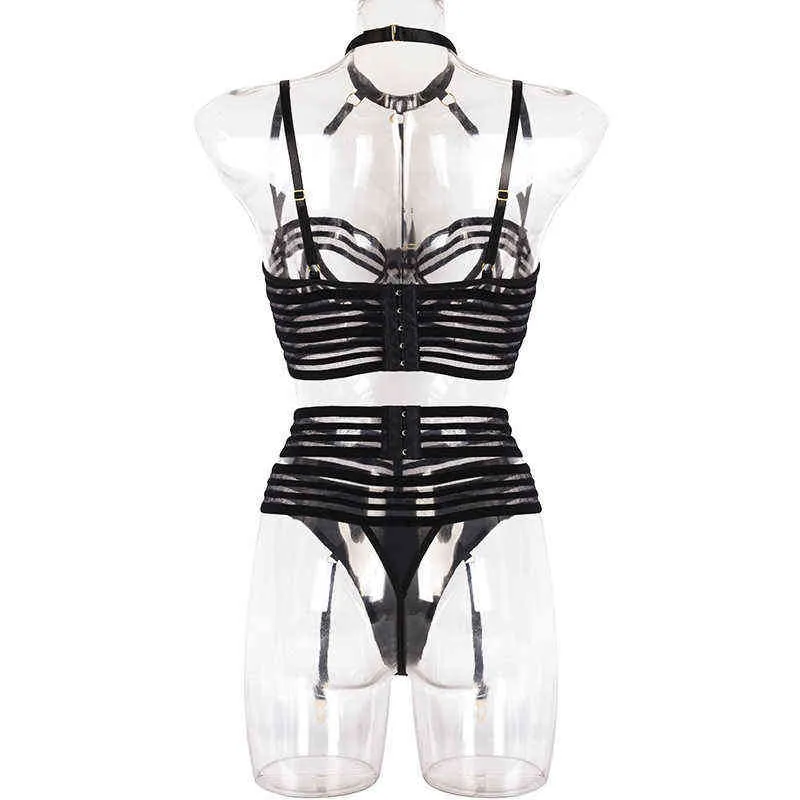 NXY Sexy Zestaw A Aduloty Styl Webbing Szycie Wiszące Neck Sexy Bielizna Cienka Przeglądanie Damskie Pas Podwiązki Erotyczne Bielizna Bra Set 1128