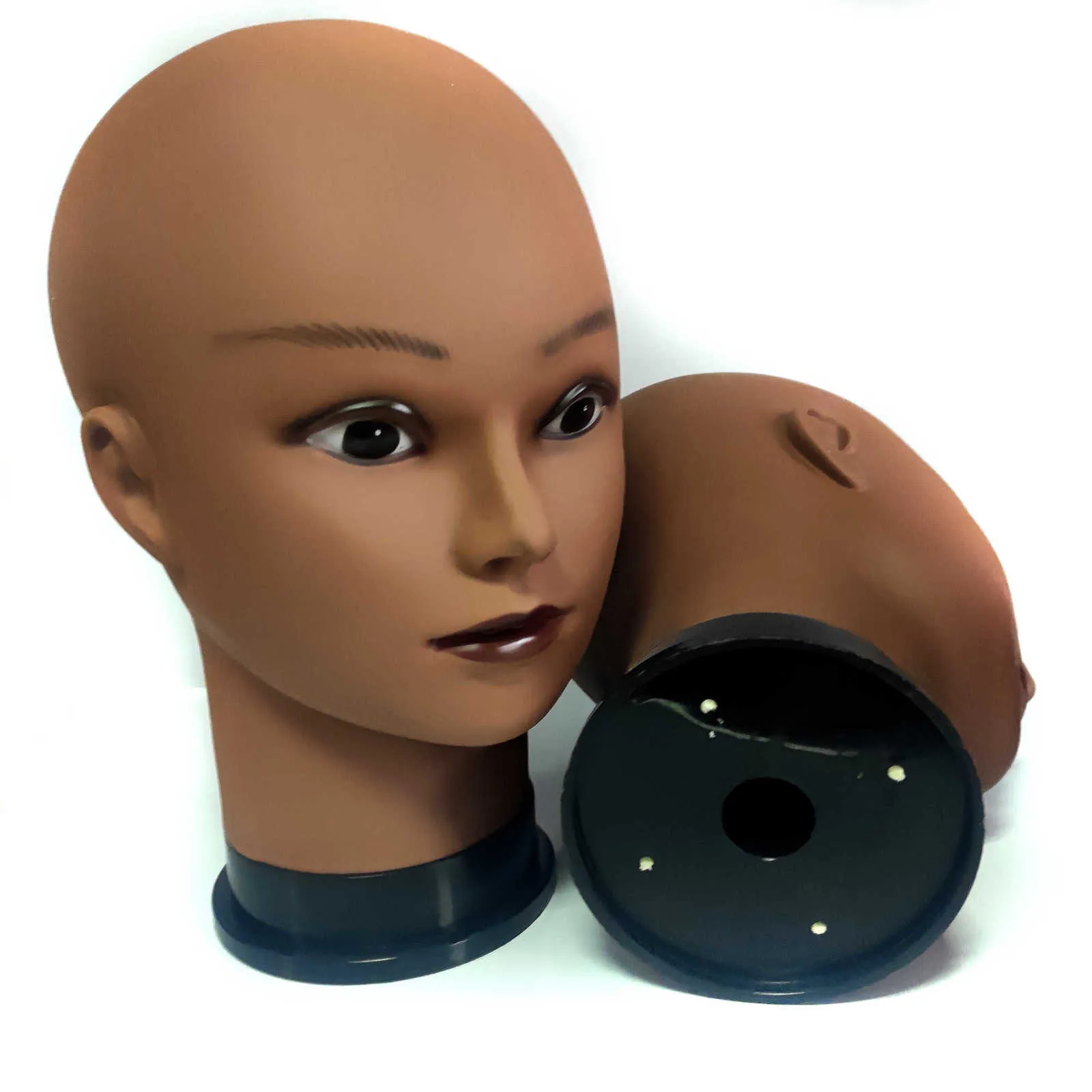 Cabeça de manequim careca ruilong com suporte de suporte prática de cosmetologia cabeça de manequim de treinamento africano para estilo de cabelo perucas fazendo 211013