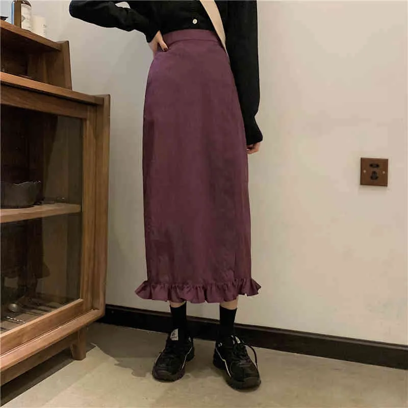 Korobov Kvinnor Streetwear Split Kjolar Ny Ankomst Höst A-Line Faldas Mujer Preppy Style Koreansk OL Fashion Skirt 210430