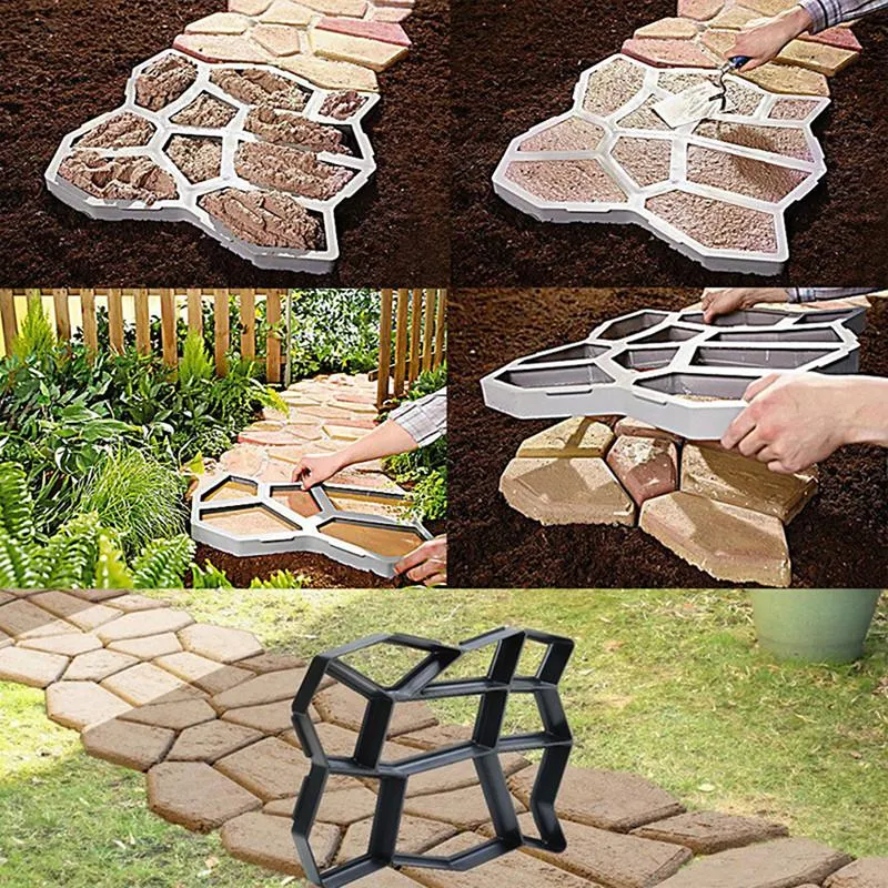 Pcs DIY Concrete Brick Plastic Mold Path Maker Reusable Cement Stone Design Paver Walk Mould For Garden Home Other Buildings268i