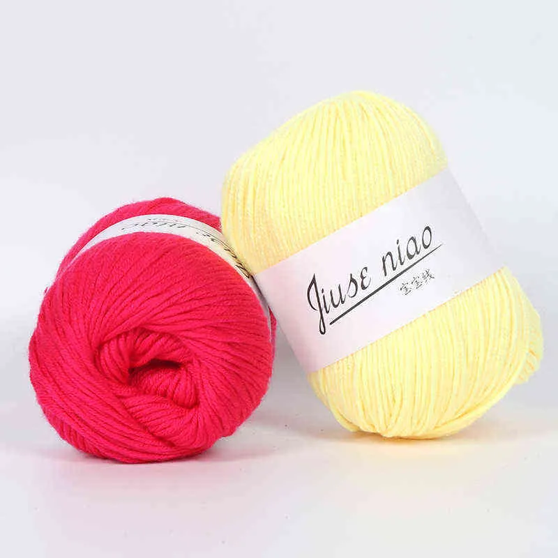 Hilo de Cachemira de algodón para bebé de alta calidad, 1 unidad, para tejer a mano, hilo de lana de estambre de ganchillo, costura colorida, 50g Y211129