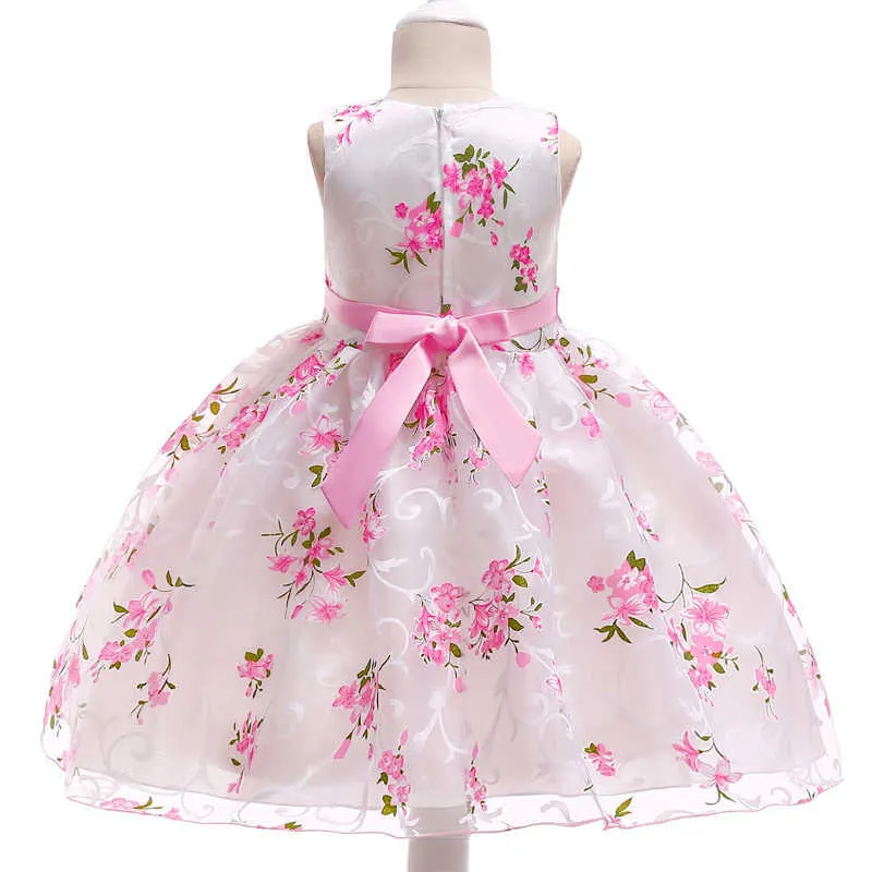 2021 Été Enfants Robes Pour Filles Vêtements Fleur Enfant Fille Robe Rose Anniversaire Princesse Robe De Mariage Robe 2 3 Année Q0716