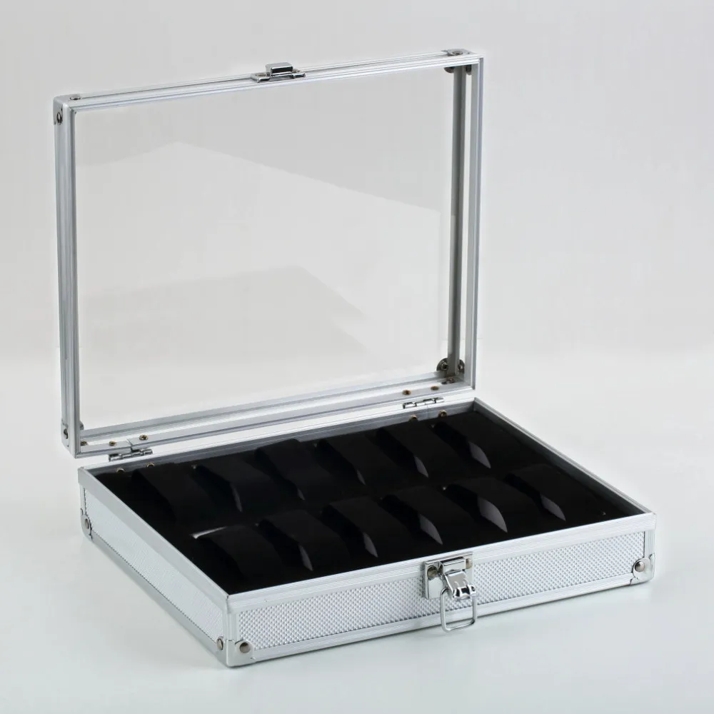 2021 Caja de almacenamiento de exhibición de escaparate de cajas de reloj de pulsera de aluminio 12 Box235o