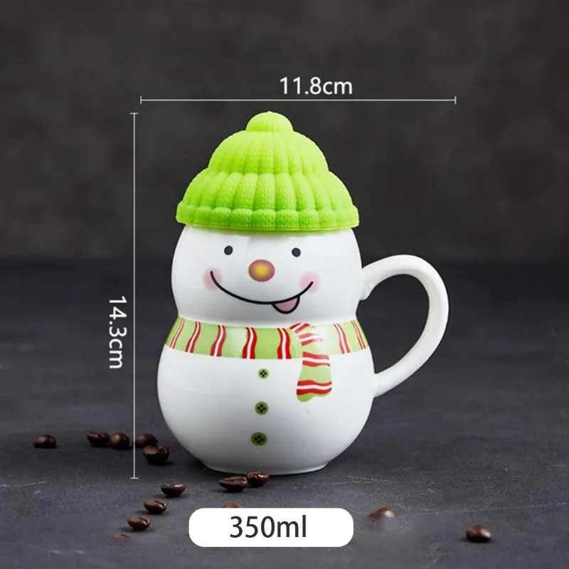 Tasses 9 types de tasse à café en céramique créative, tasse d'eau de bonhomme de neige de dessin animé de noël avec couvercle, bouteille de maison année 2022 cadeaux 227D