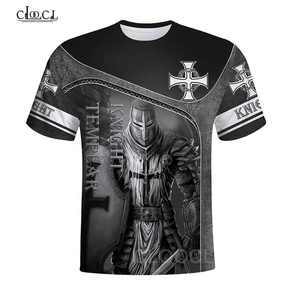 CLOOCL Cavalieri Templari 3D Stampato Mens T Shirt Harajuku Estate Manica Corta Strada Casual Unisex T-Shirt Top Drop 210716