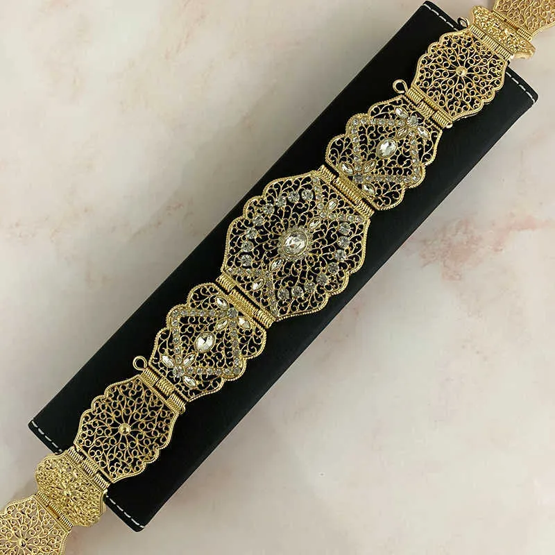 Delicata cintura di piccole dimensioni in stile marocchino con intarsio di strass di diamanti la lunghezza della catena del ventre del corpo delle donne regolabile