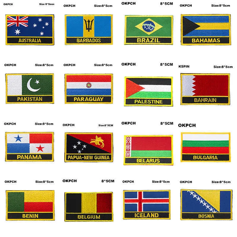 National Flag Embroidery Patch BadgePoland Bolivia Belize Botswana Bhutan Burkina Faso Burundi North Korea Equatorial Guinea