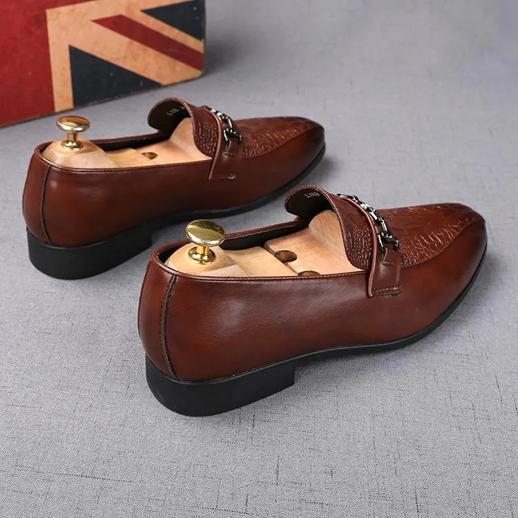 Unik italiensk designer mens klänning skor lyx krokodil mönster loafers bröllop brudgum Casual skor EUR Storlek: 38-44