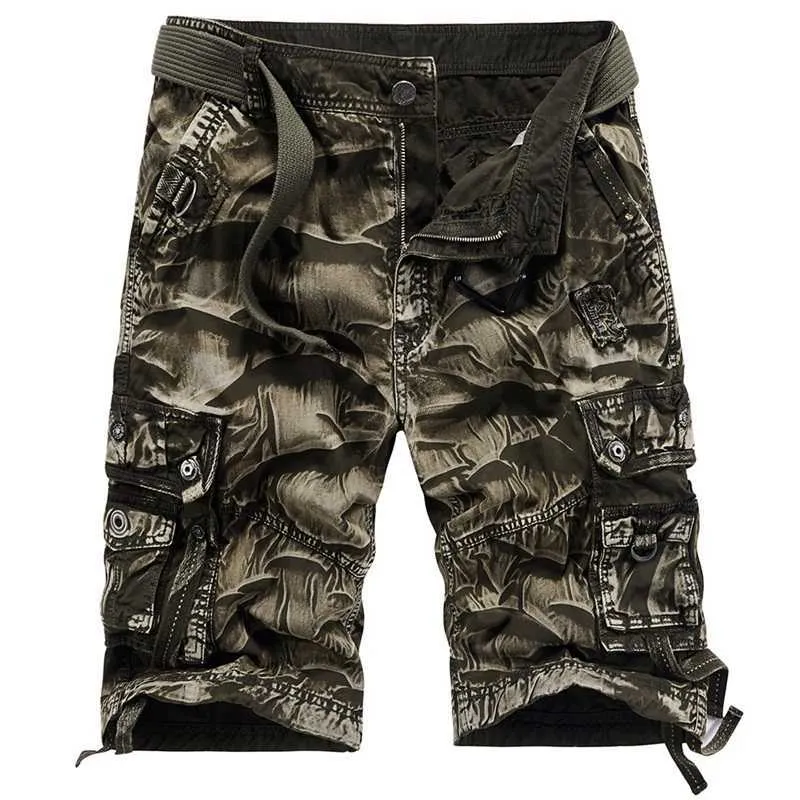 Darphinkasa män cargo shorts casual lösa bomull militära overalls kamouflage tie-färg plus storlek 210629