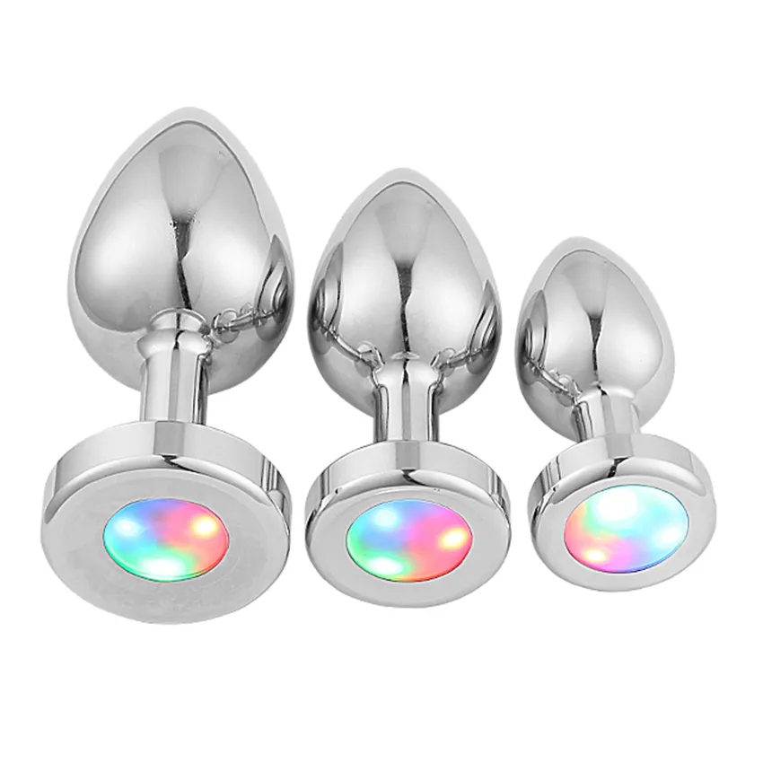 LED Toys anal Toys de alumínio alumínio Butt Plug Prostate Massager Gay Toys Sex Breads Anal Produtos de sexo Buttplug para casais Mulher Man X9756379