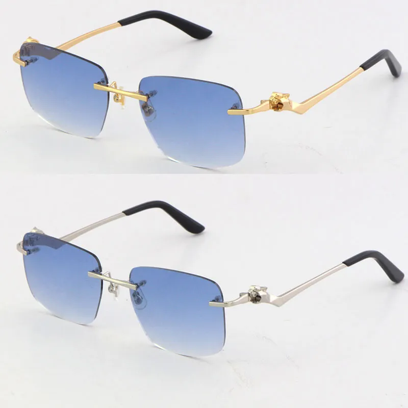 2021New Rimless Unisex Fashion Leopard Series Glassses Suns Metal Driving Glasses Vintage Designer de alta qualidade UV400 Diamo300z