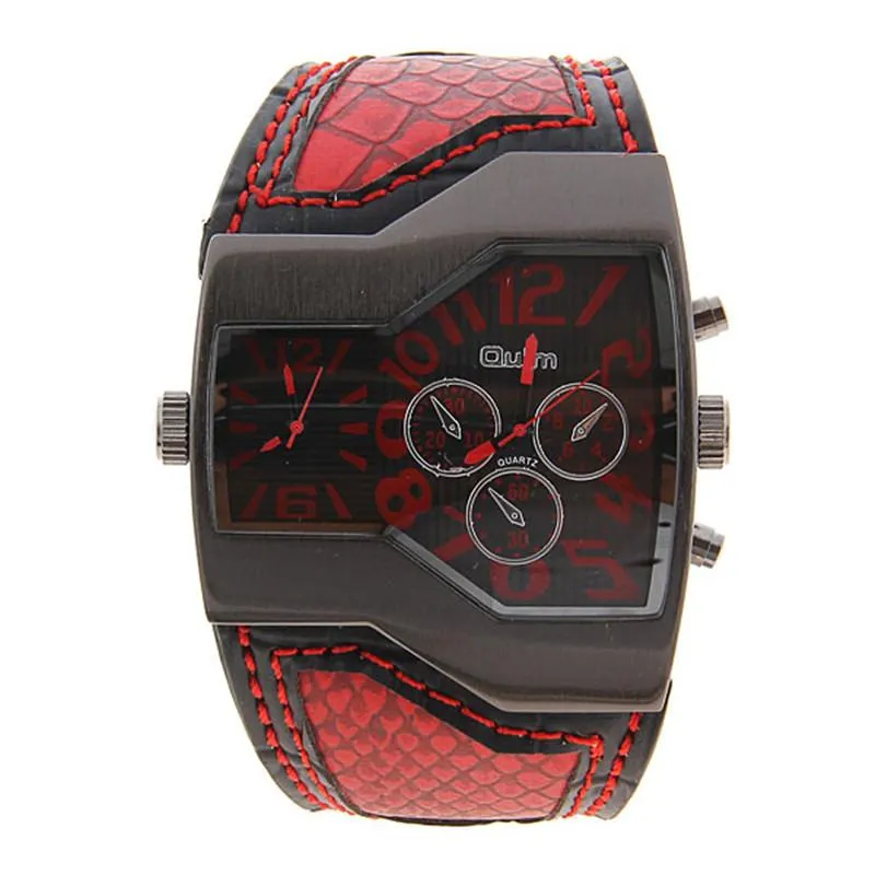 Montre-bracelets 5 couleurs Super Cool Men Quartz Watches OULM 1220 Double Time Show Band Sports Casual Sports Male Male Military Army Clock236Z