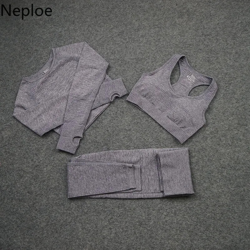 Neploe Trainingskleidung für Damen, 3-teiliges Set, Damen-Outfits, Yoga-Set 210422