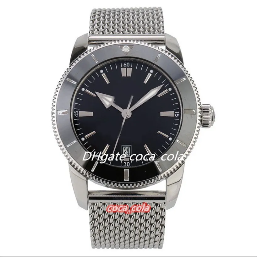 Topkwaliteit klassieke super-0cean herenhorloges 46 mm zwarte wijzerplaat roestvrijstalen strip automatisch mechanisch horloge luxe stijl polswa262k