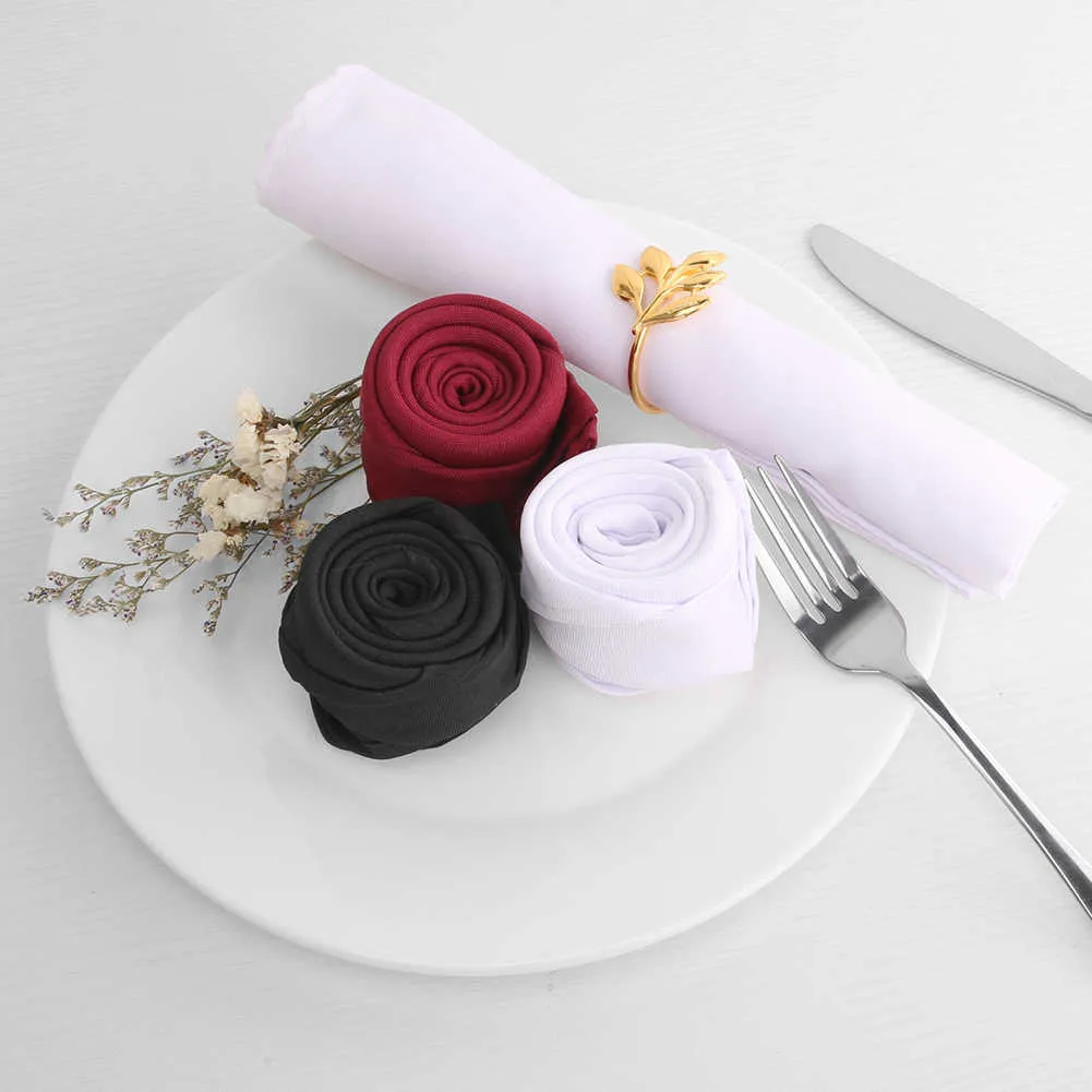 Serviettes de Table carrées en tissu 50cm, 30 pièces, noir et blanc, mouchoir de poche pour mariage, anniversaire, fête à domicile, décor d'hôtel
