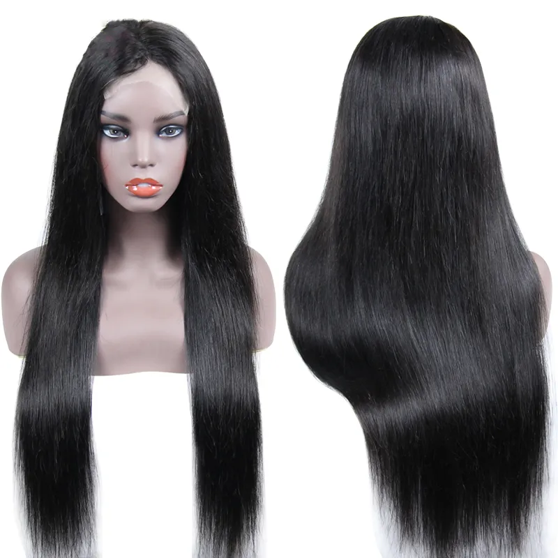 5x5 HD Lace Closure Wigs Wholesale Brazilian Virgin Human Hair Wig Straight Pre Plucked Baby