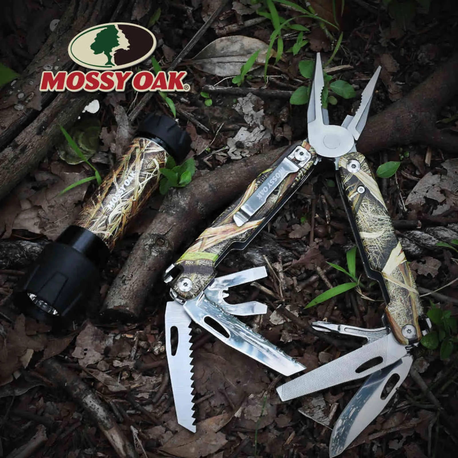 MOSSY OAK Multitool 12-in-1 Multi Pliers Wire Cutter Multifunction Tools Survival Camping tool Fishing 211028310M