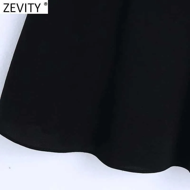 Zevity Women Sexy Deep V Neck Side Hollow Out Black Sling Mini Dress Femme Chic Sommar Använd Casual Slim Party Vestido DS8113 210603