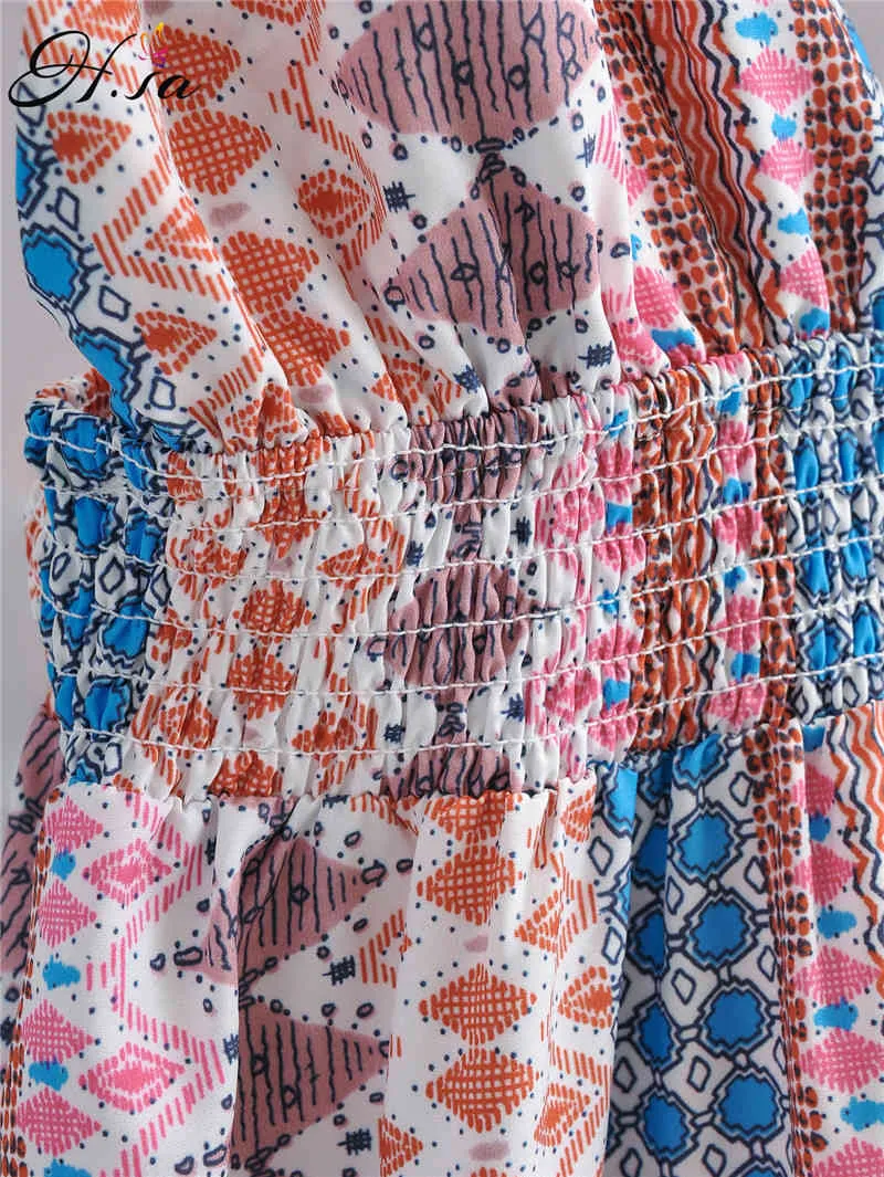 Femmes longue Maxi robe sangle Sexy plage Vestidos Retre Vintage plissé fête Boho Longo Stroped géométrique 210430