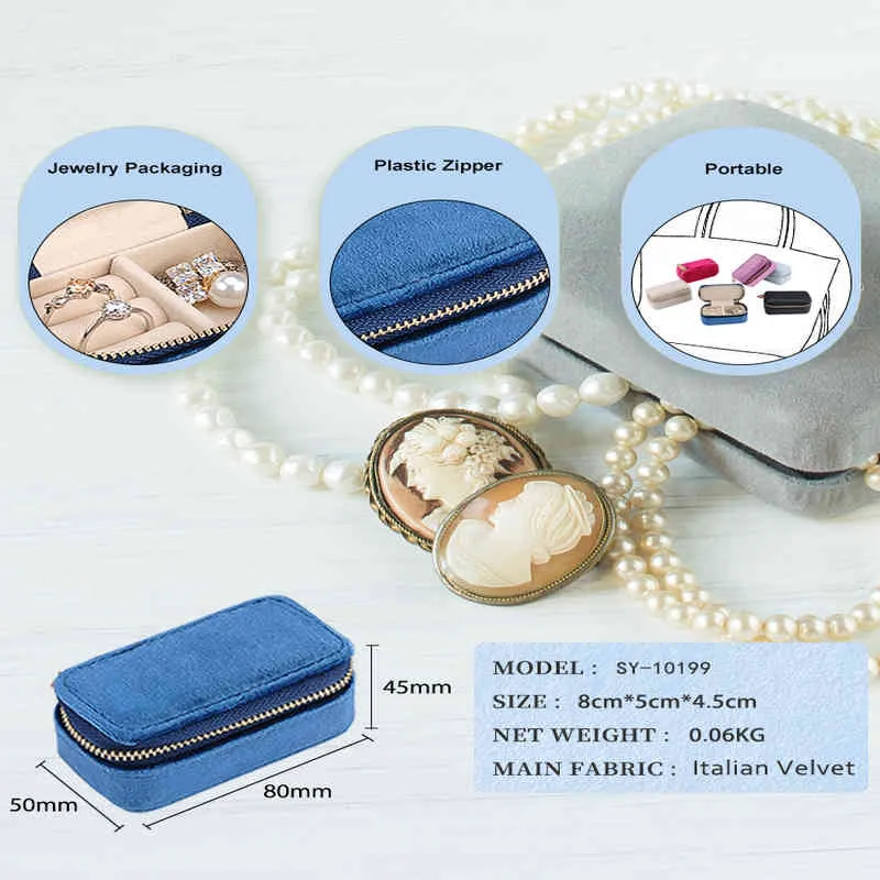 Travel CAES JEEDLY DEKTURY Luksusowe Whole mini przenośna pudełko biżuterii aksamitne organizator przechowywania ring251i