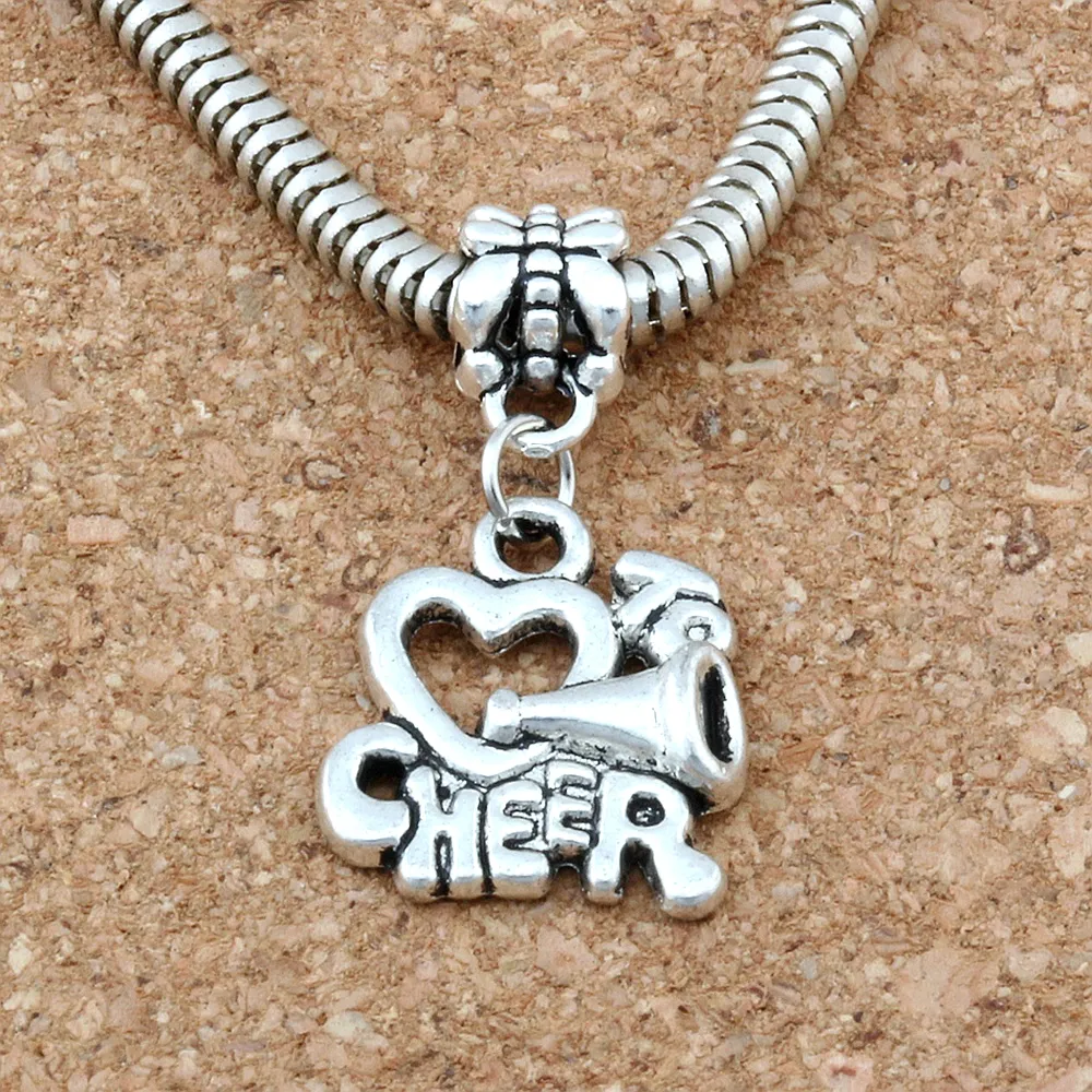 Cheerleader Heart I Love to Cheer Handmade Metal Charms Pendants DIY Jewelry Making Accessories A-6602035