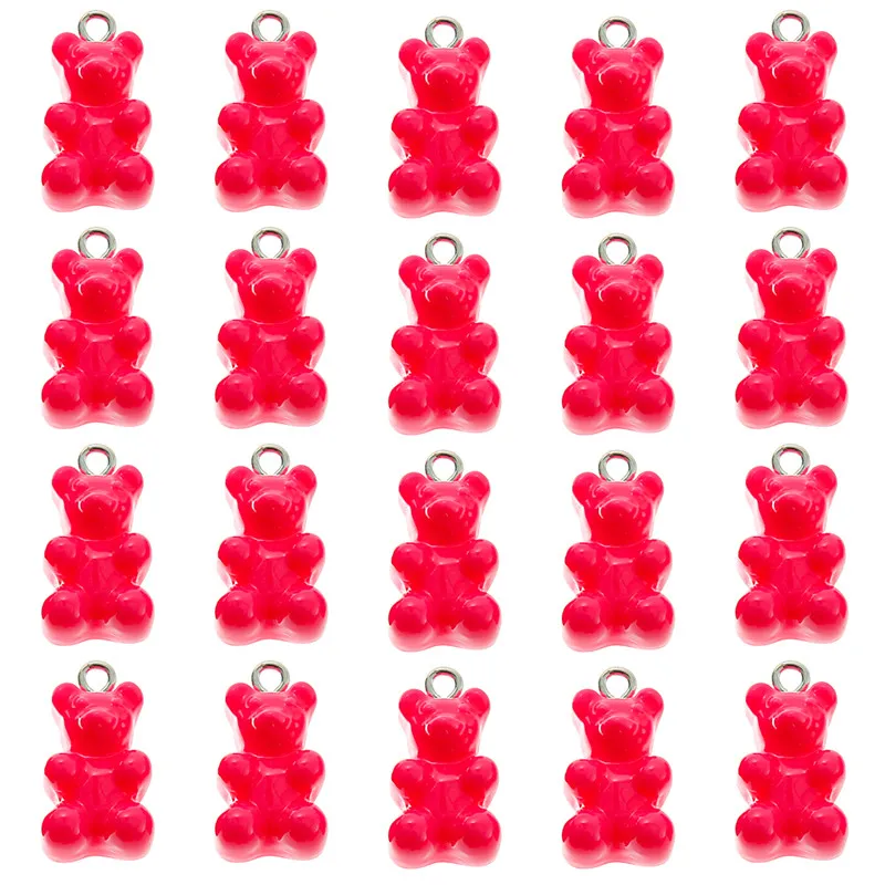 10st Candy Color Gummy Mini Bear Charms för DIY som gör söta örhängen hängsmycken Halsband smycken Hitta tillbehör 1221mm6339647