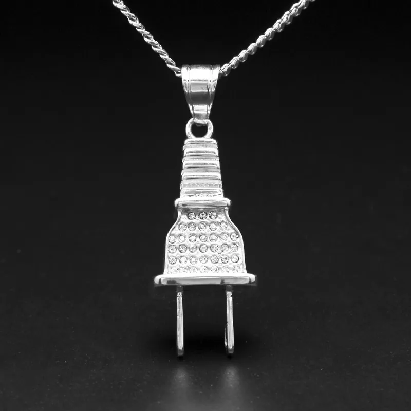 Collier pendentif avec prise glacée pour hommes, bijoux Hip Hop à la mode avec chaîne à maillons cubains de 60cm, 206f