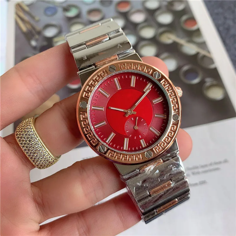 Relógios de marca da moda masculinos com mostrador pequeno, pulseira de aço, relógio de pulso de quartzo nº 1-20 VE23