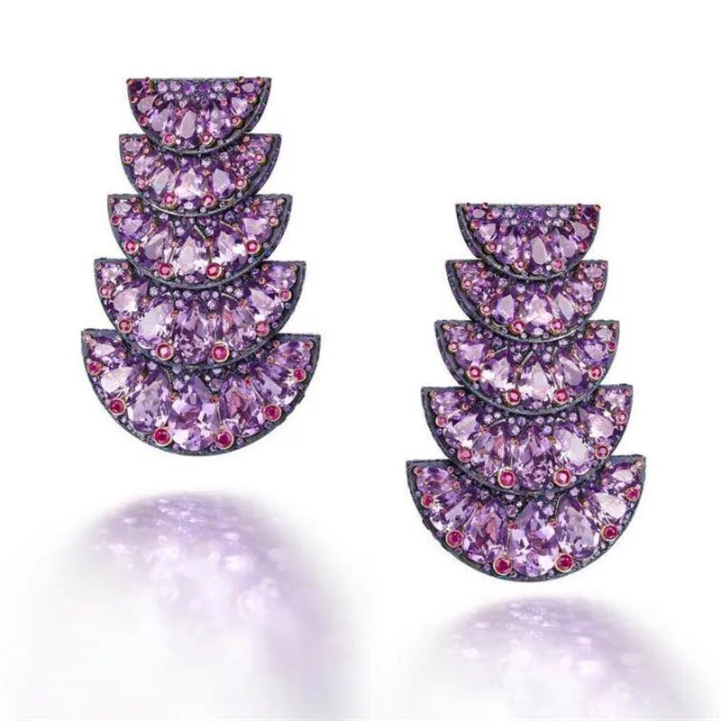 Marka Luksusowe Purpurowe Kolczyki Kryształowe Kobiety Dziewczyna Daily Party Strona okazja Top Błyszczący Biżuteria Super Słodki prezent dla kobiet
