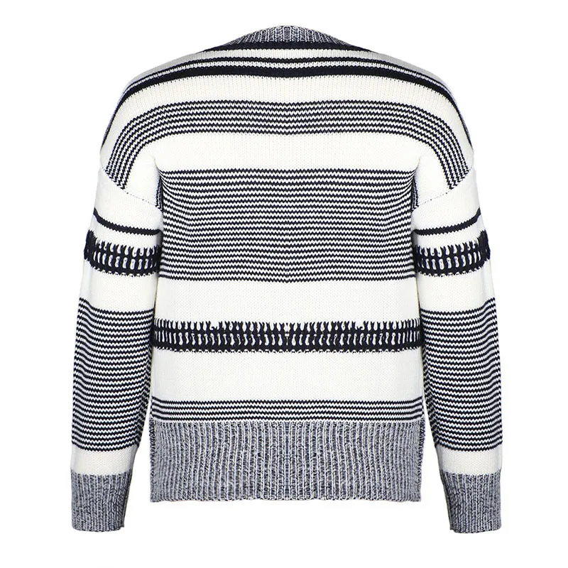 Foridol Casual Stripe Plus Storlek Tröja Pullovers Kvinnor Stor storlek Stickad Streetstyle Oversized Sweater Jumper Basic Tops 210415