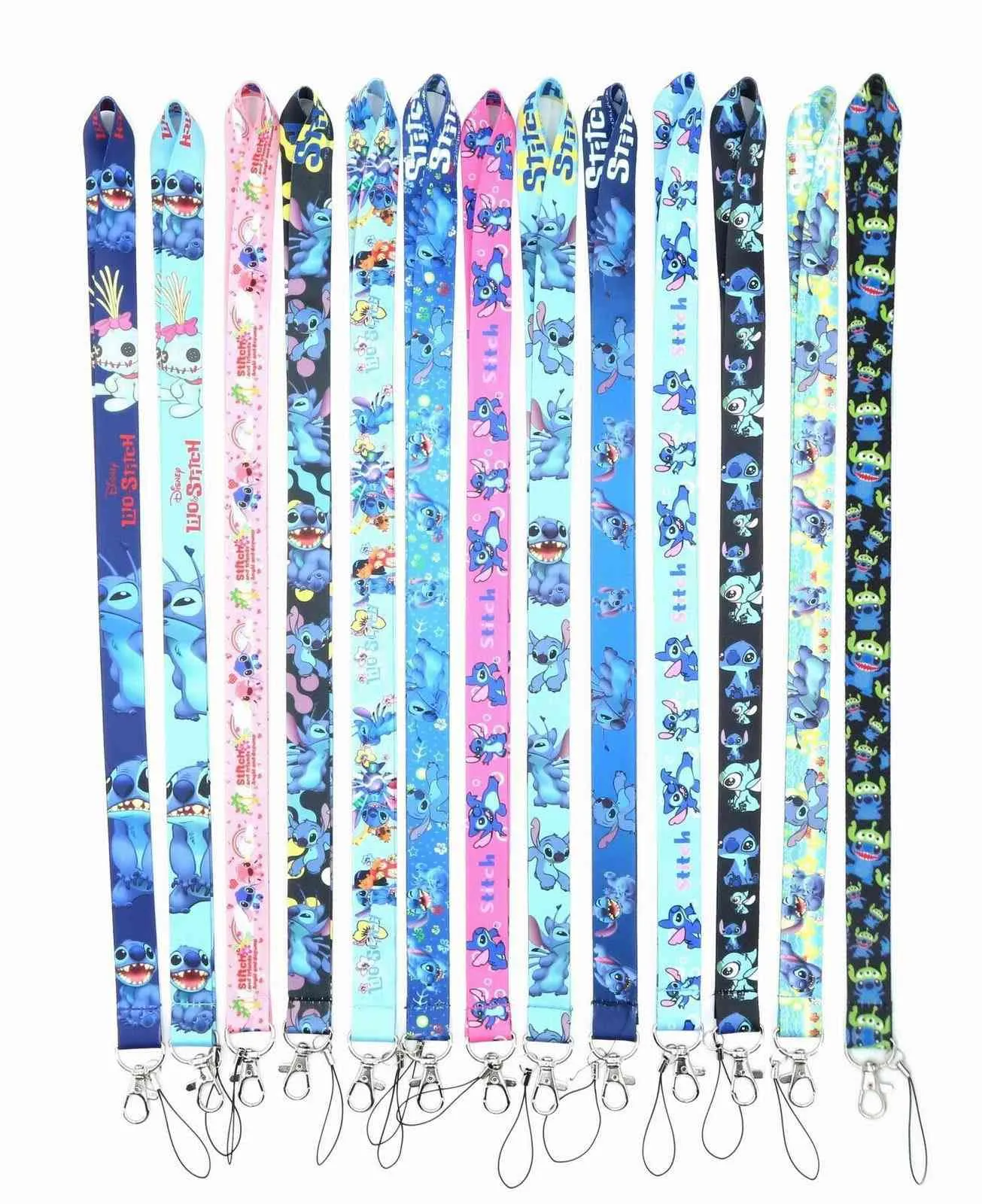 10 pz/lotto Cartoon Anime StitchLanyard Neck Strap Cordini Badge Holder Corda Ciondolo Portachiavi Accessori