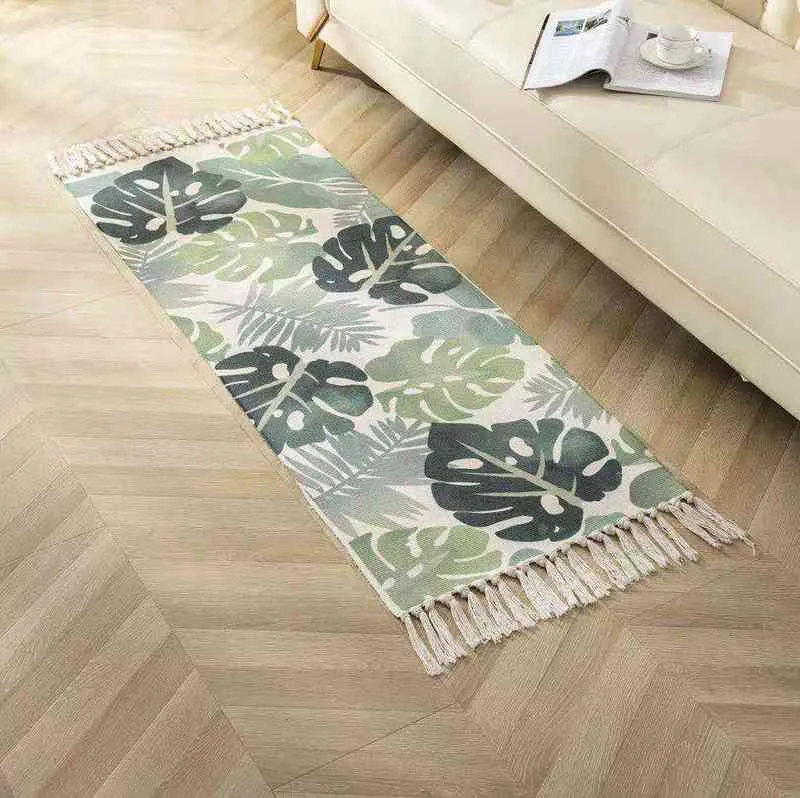 Épais Tapis Ethnique Lin Coton Gland Tissé Imprimé Zone Tapis Tapisserie Géométrique Décor À La Maison Tapis Lavable Tapis De Cuisine 211204