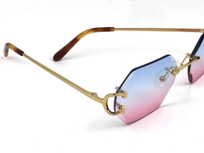 선글라스 새로운 레트로 피카딜리 불규칙한 크리스탈 컷 렌즈 안경 0118 프레임리스 패션 아방가르드 디자인 UV400 밝은 색 D256Q