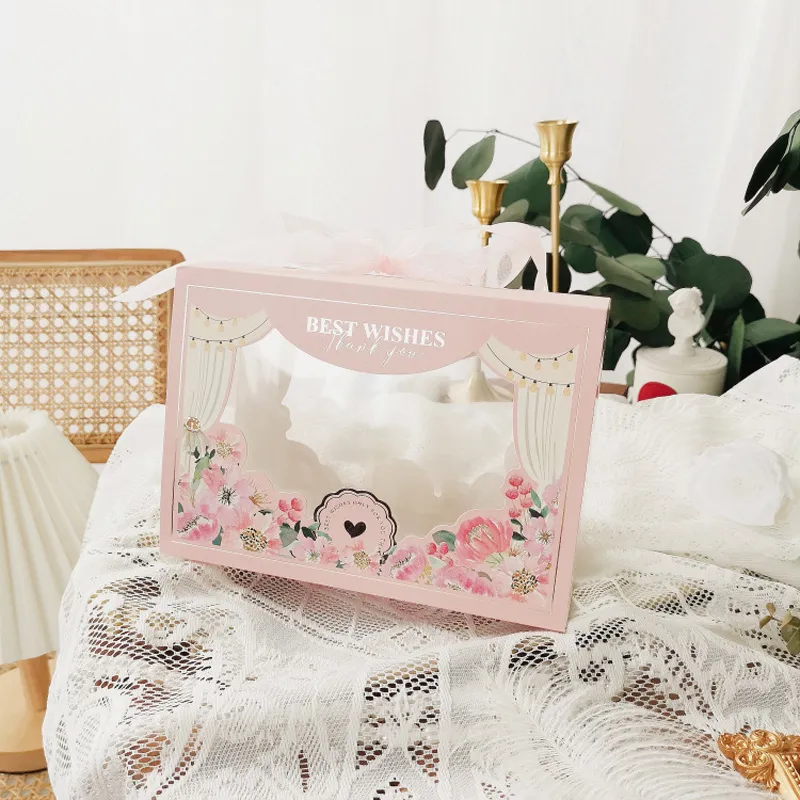 100st Cake Boxes Bröllop Födelsedag Choklad Presentförpackning Bakning Bröd Biscuit Candy Baby Shower Decoration Dessert Förpackning
