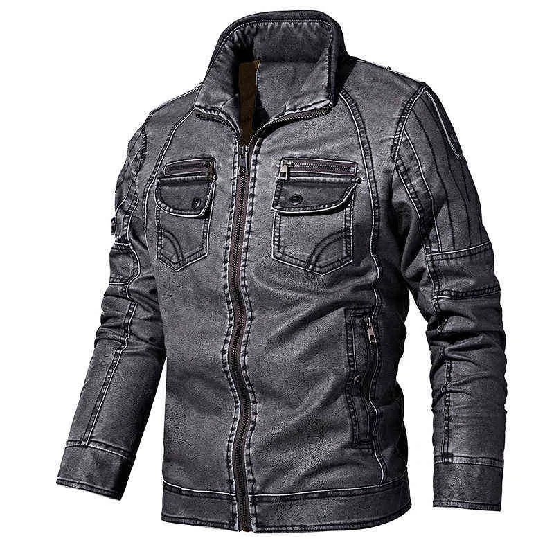 Vestes en cuir pour hommes hiver polaire veste de moto décontractée manteaux en cuir de motard coupe-vent européen veste en cuir véritable 211203