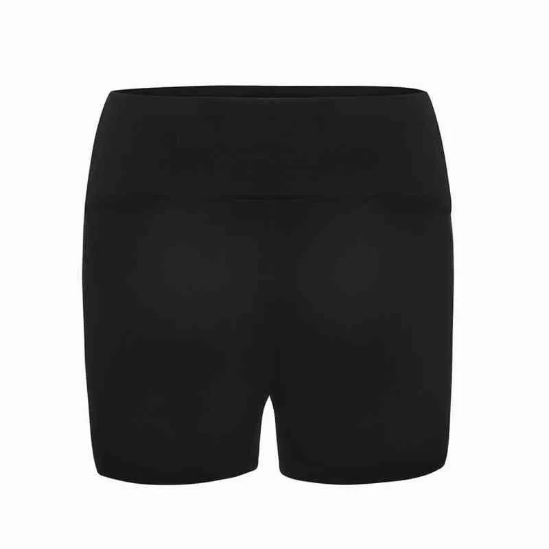 Hög midja kvinnor shorts fitness sport shorts sommar jogging kvinnlig casual skinny mjuk elastisk stretch solid svart biker shorts y220311