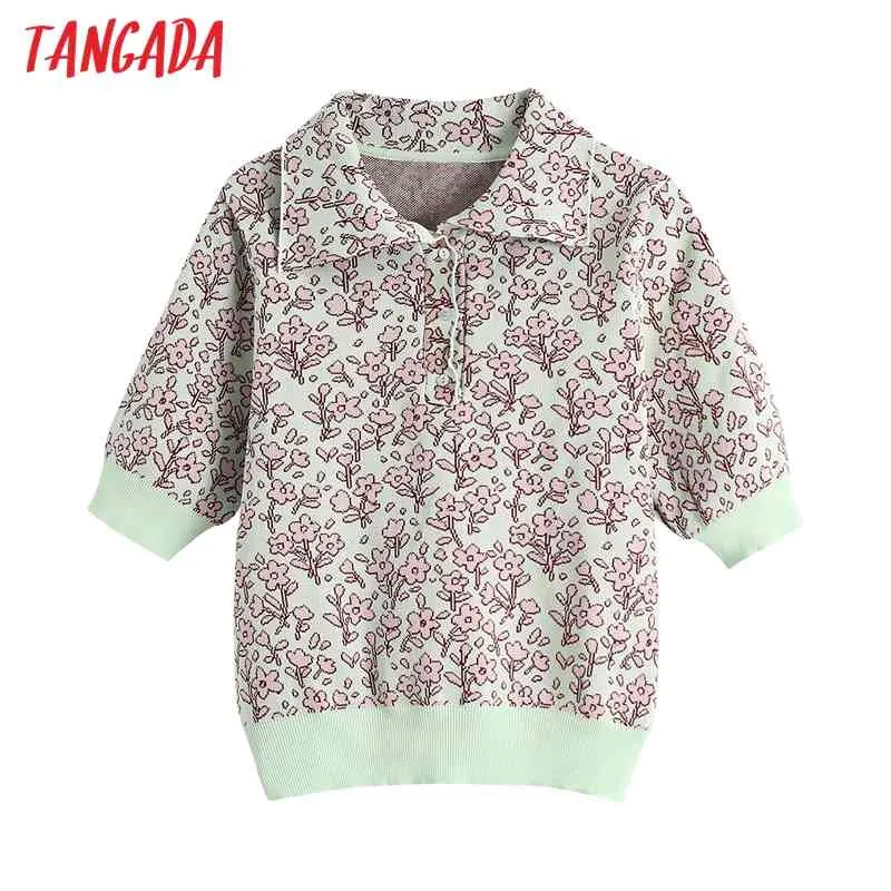 Maglione lavorato a maglia jacquard estivo moda donna Maglione vintage manica corta femminile Pullover chic BE502 210416