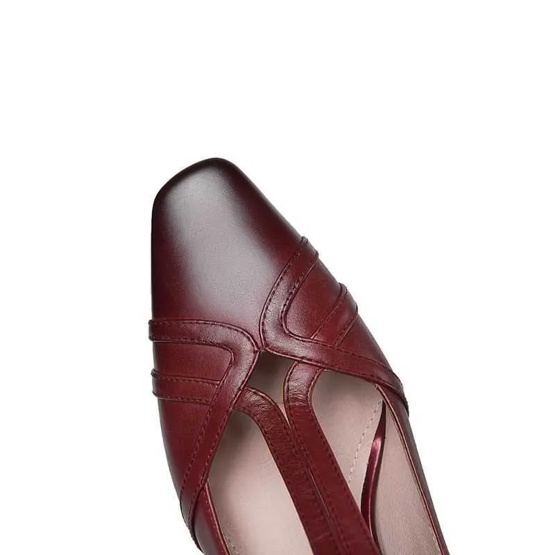 ALLBITEFO marque de mode en cuir véritable chaussures à talons hauts cheville boucle femmes talons hauts chaussures parti femmes chaussures taille: 33-43 210611