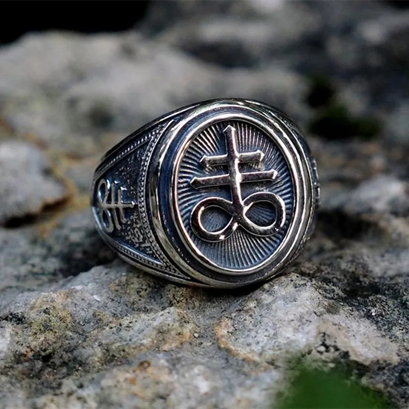 Gothic Mens 316L Stainless Steel Ring Seal of Satan Signet Rings Men Male Bijoux Punk Biker Fashion Jewelry Gifts2399610