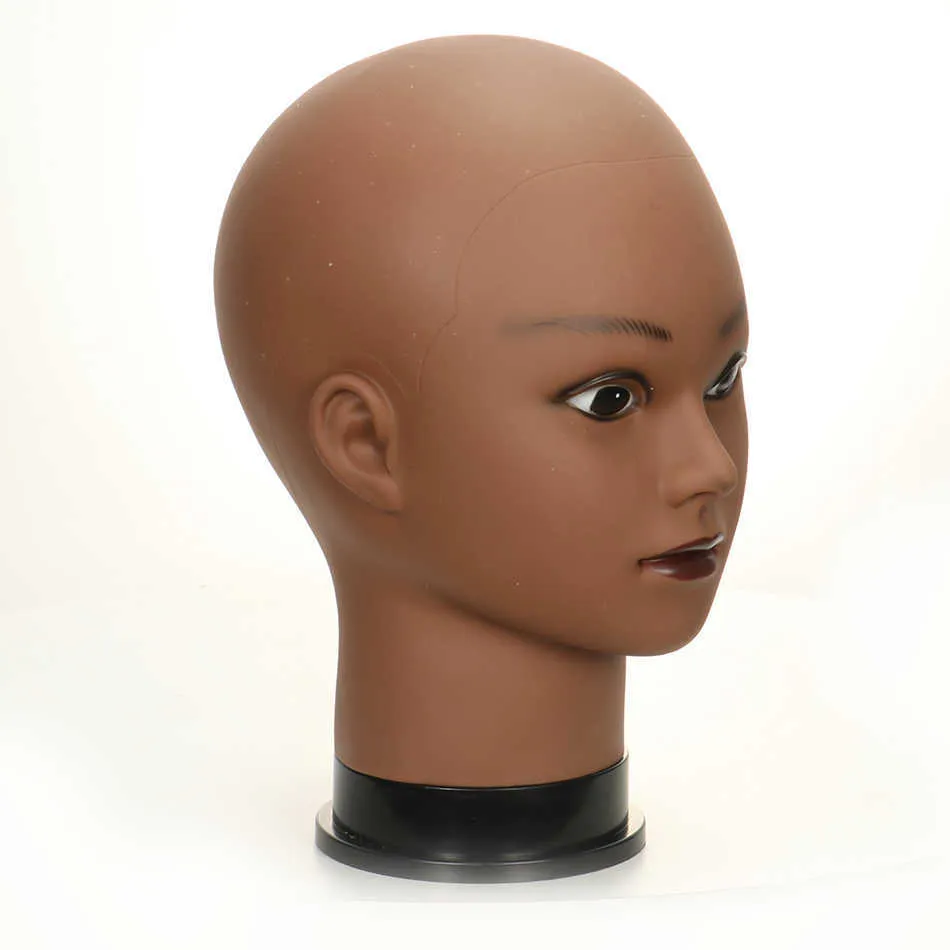 Cabeça de manequim careca ruilong com suporte de suporte prática de cosmetologia cabeça de manequim de treinamento africano para estilo de cabelo perucas fazendo 211013