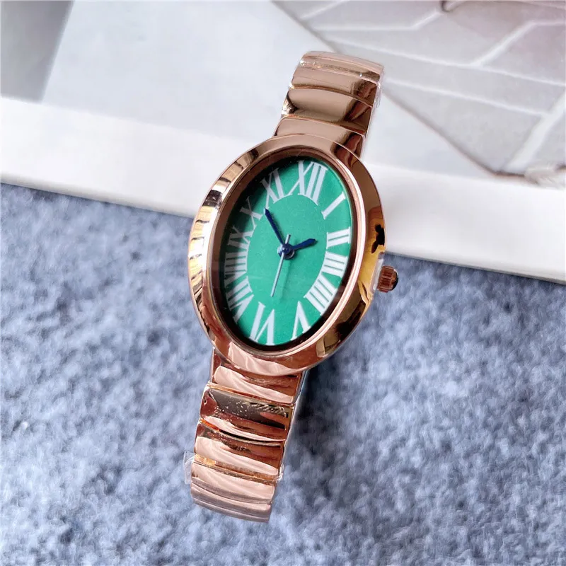 Marca de moda observam mulheres meninas ovais numerais árabes estilos de aço de aço de metal beautiful Wrist Watch C623701837